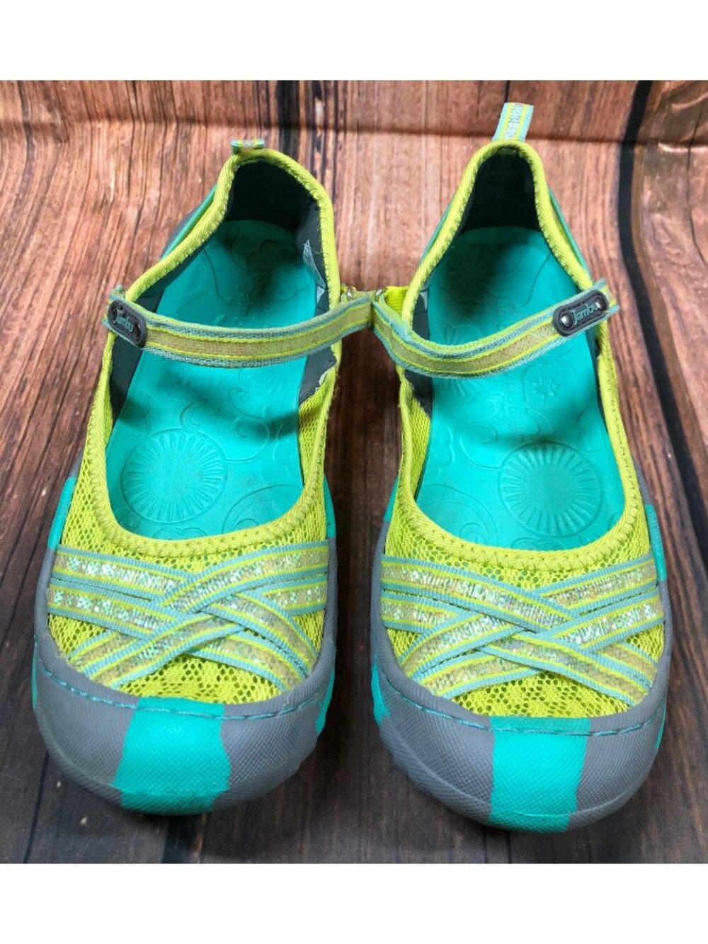 Jambu Big Girls 5 / 37 Boa 3 Yellow Green Mary Jane Mesh Shoes